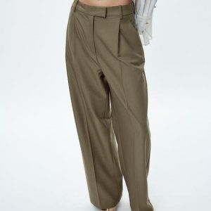 Zara size L Khaki wide leg trousers